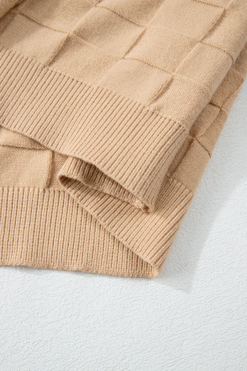 Light beige plus size knit sweater 