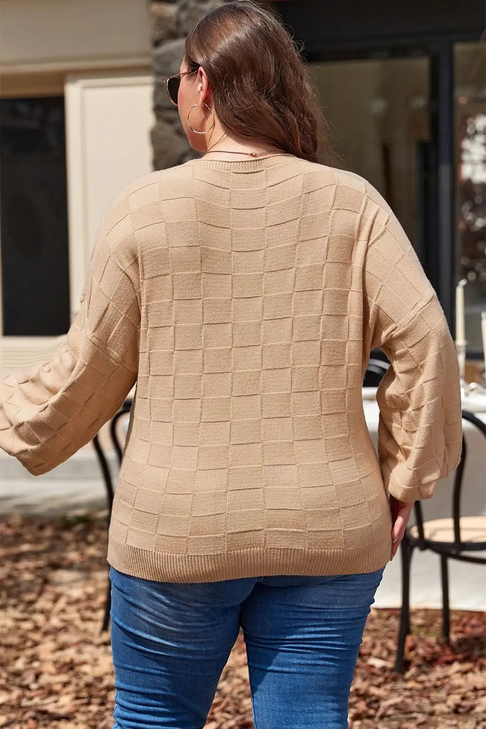 Light beige plus size knit sweater - Love Salve 
