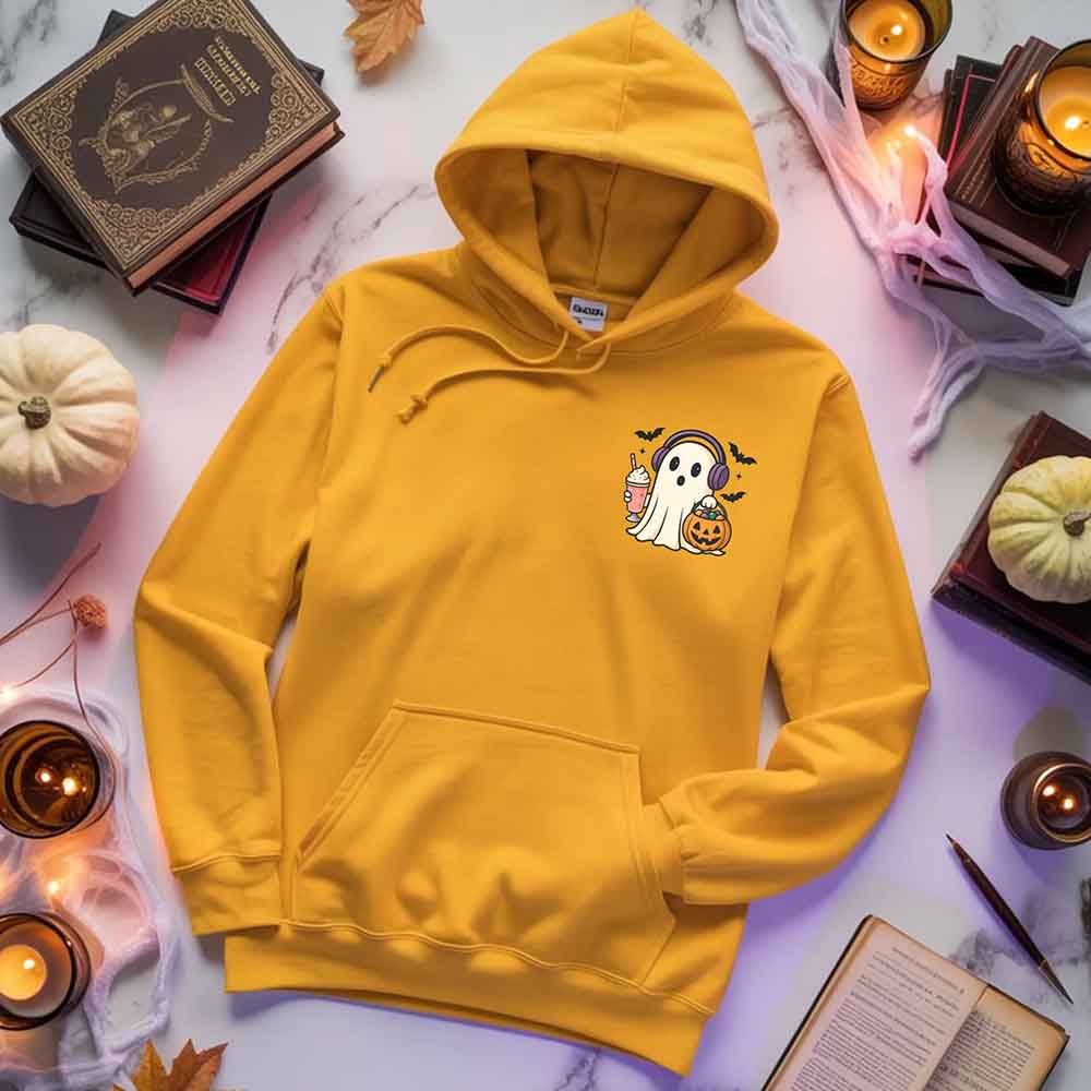 Little Ghost Iced Coffee Hoodie – Cute Halloween Ghost Hoodie Adorb Custom Tees