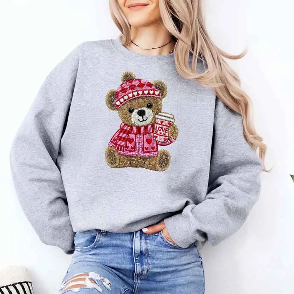 Love Coffee Teddy Valentine Sweatshirt – Furry Look 3D Print Sweater Adorb Custom Tees