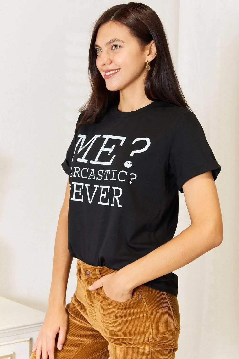 Love Letter Print Round Neck T-Shirt with a Chic Twist - Love Salve 