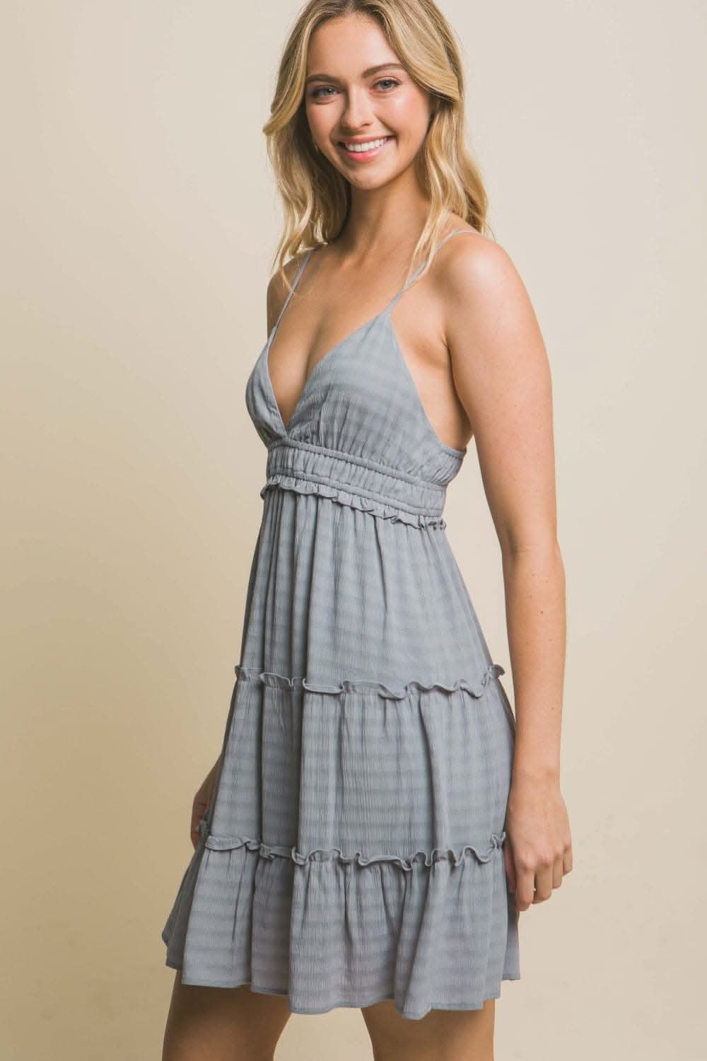 Love Tree Frill V-Neck Cami Dress - Effortless Chic Style - Love Salve 