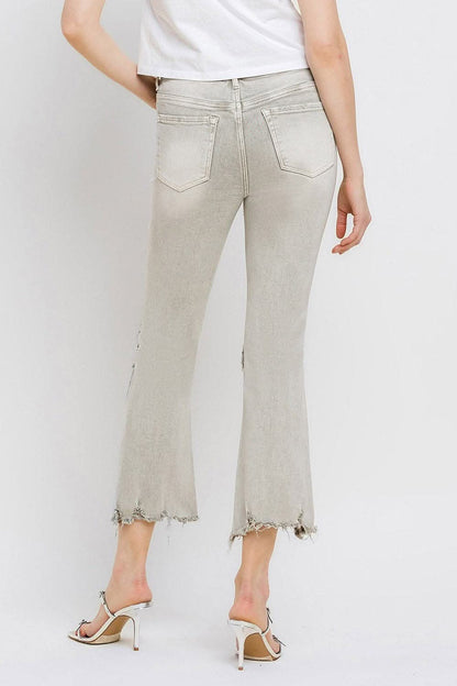 Lovervet Distressed Raw Hem Cropped Flare Jeans 