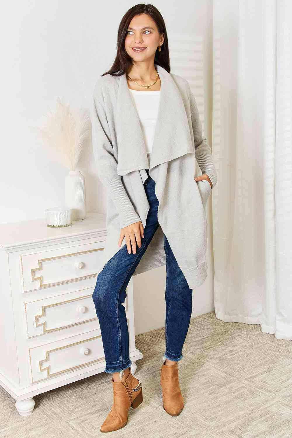 Luxurious pocketed duster cardigan - Love Salve 