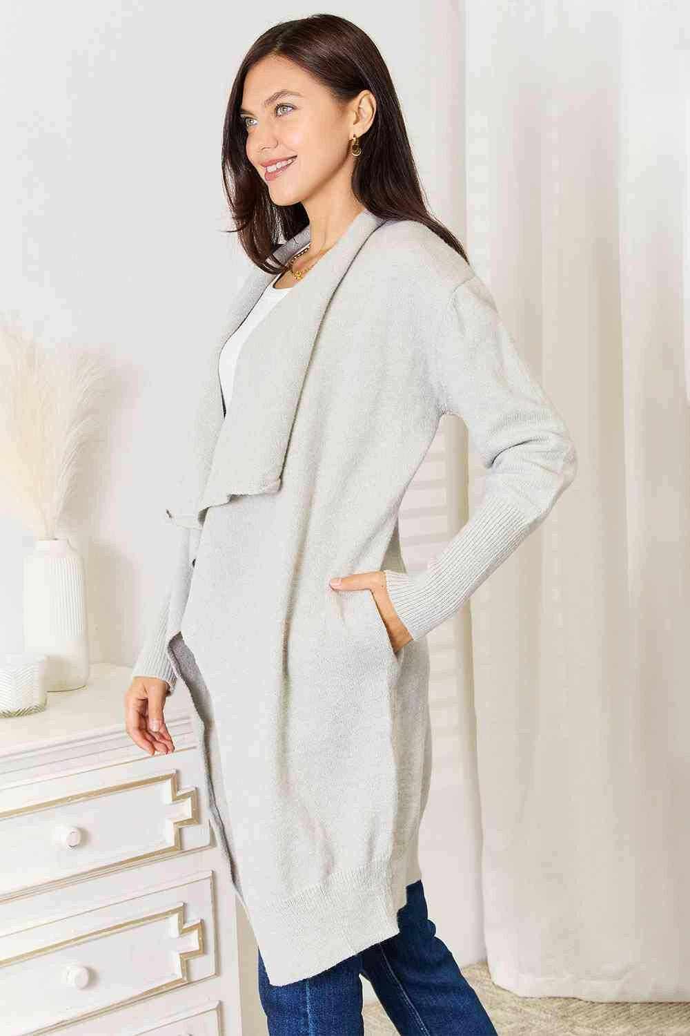 Luxurious pocketed duster cardigan - Love Salve 