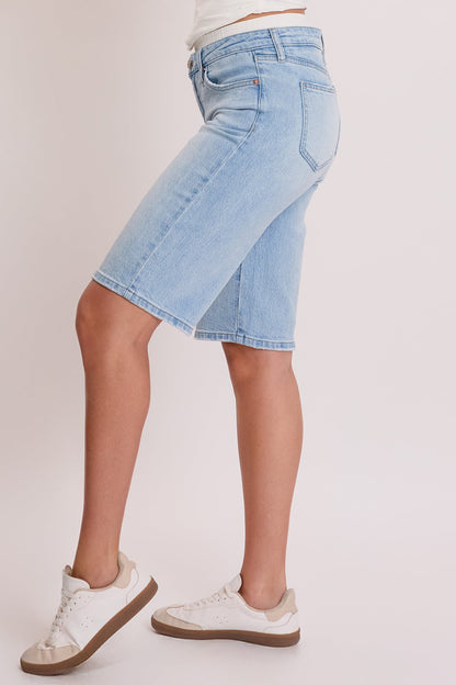 YMI JEANS: Mid-Rise Denim Shorts w/Boxer