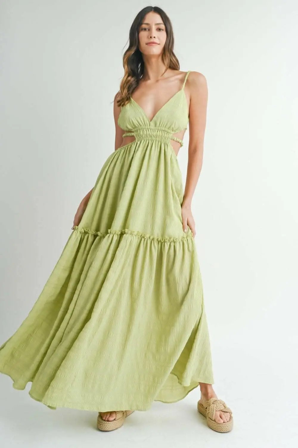 MABLE Cutout Waist Backless Maxi Dress - Love Salve 