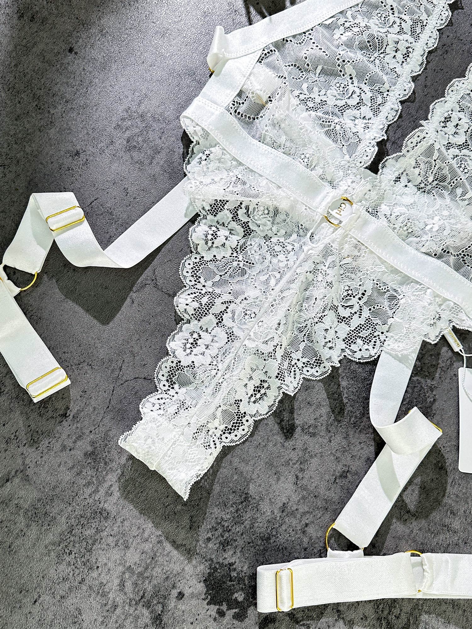 White Lace Shapewear Bodysuit With Suspenders Sexy Hello.LA.Girl