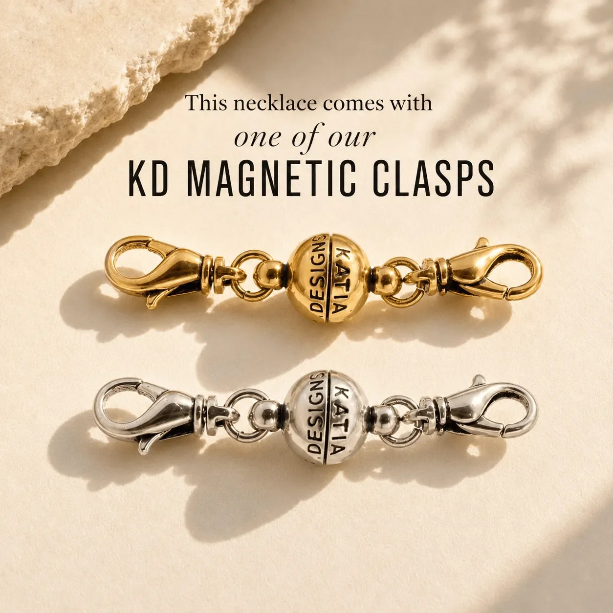 Packaging detail for the Katia Designs Manifestor Long Chain Necklace, presented thoughtfully for a quality unboxing experien