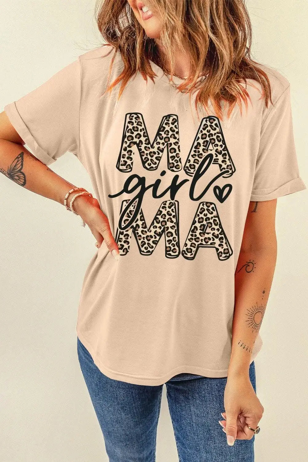 Mama girl printed crew neck tee - Love Salve 