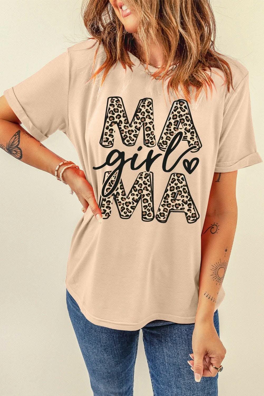Mama girl printed crew neck tee - Love Salve 
