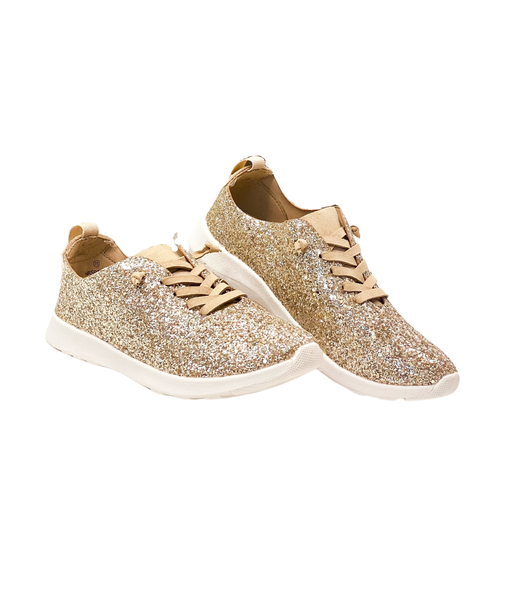 Mayo Glitter Sneaker Gold Wide Fit Comfort Everyday Style Naughty Monkey