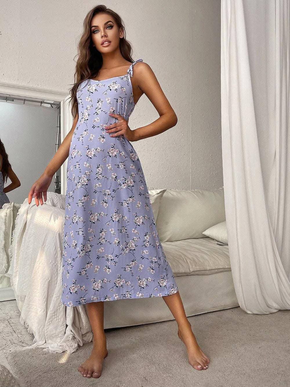 Midnight floral tie shoulder dress 
