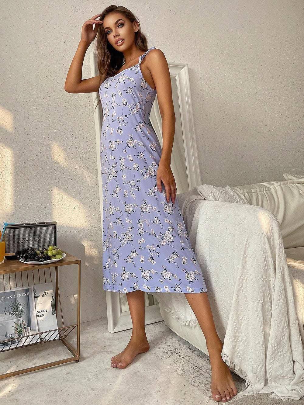 Midnight floral tie shoulder dress 