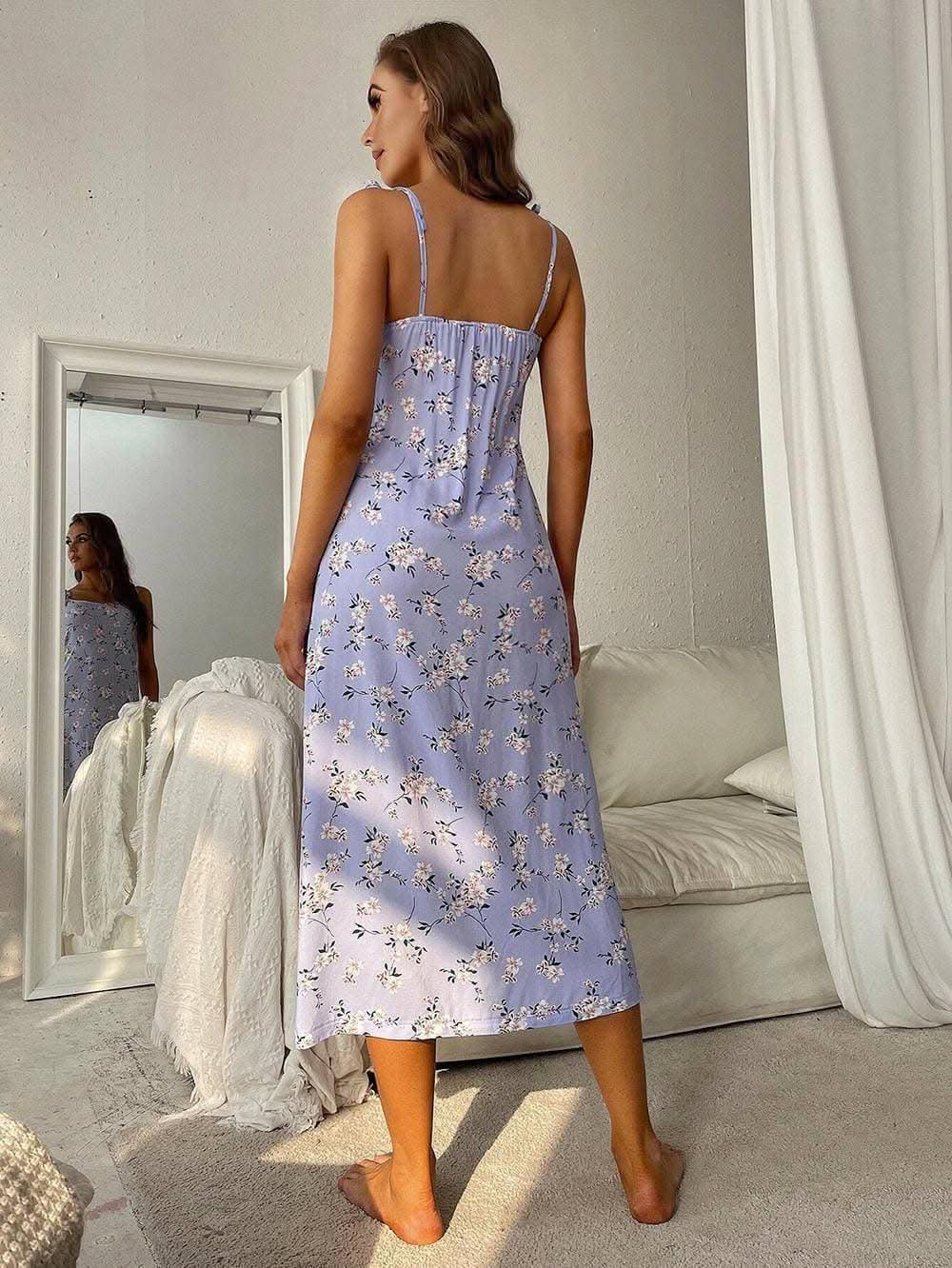 Midnight floral tie shoulder dress 