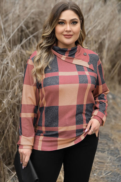 Mineral red plus size plaid top - Love Salve 