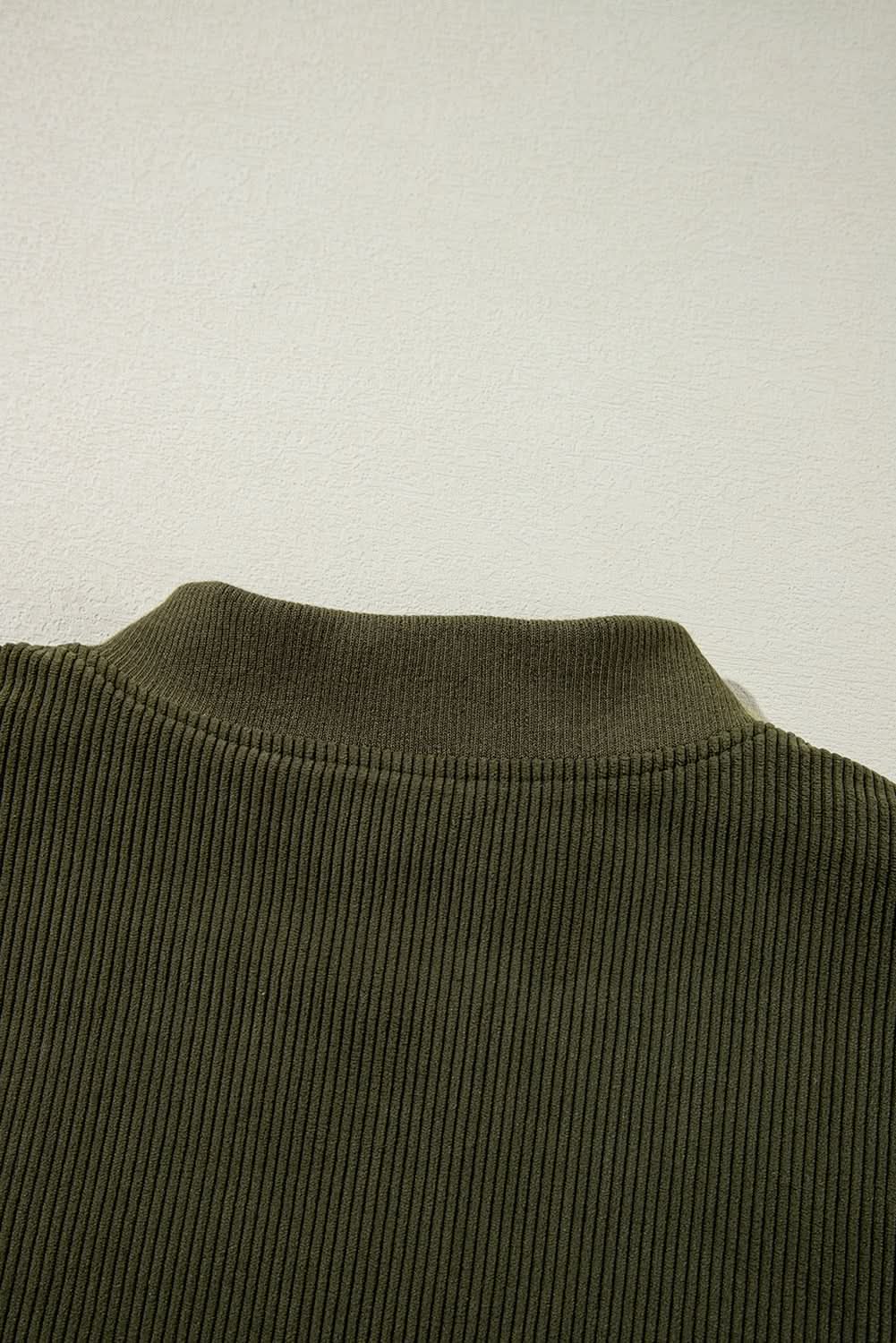 Mist Green Corduroy Fleece Patchwork Buttoned Bomber Jacket - Love Salve 