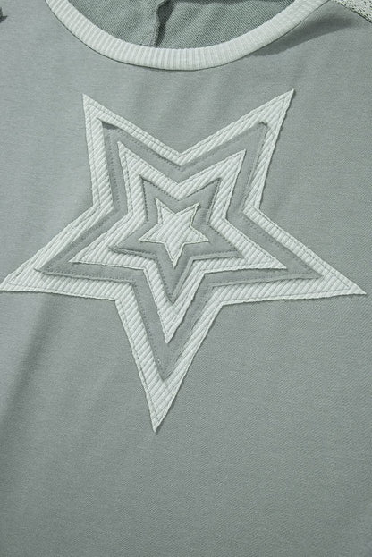 Mist green starry patchwork tee 