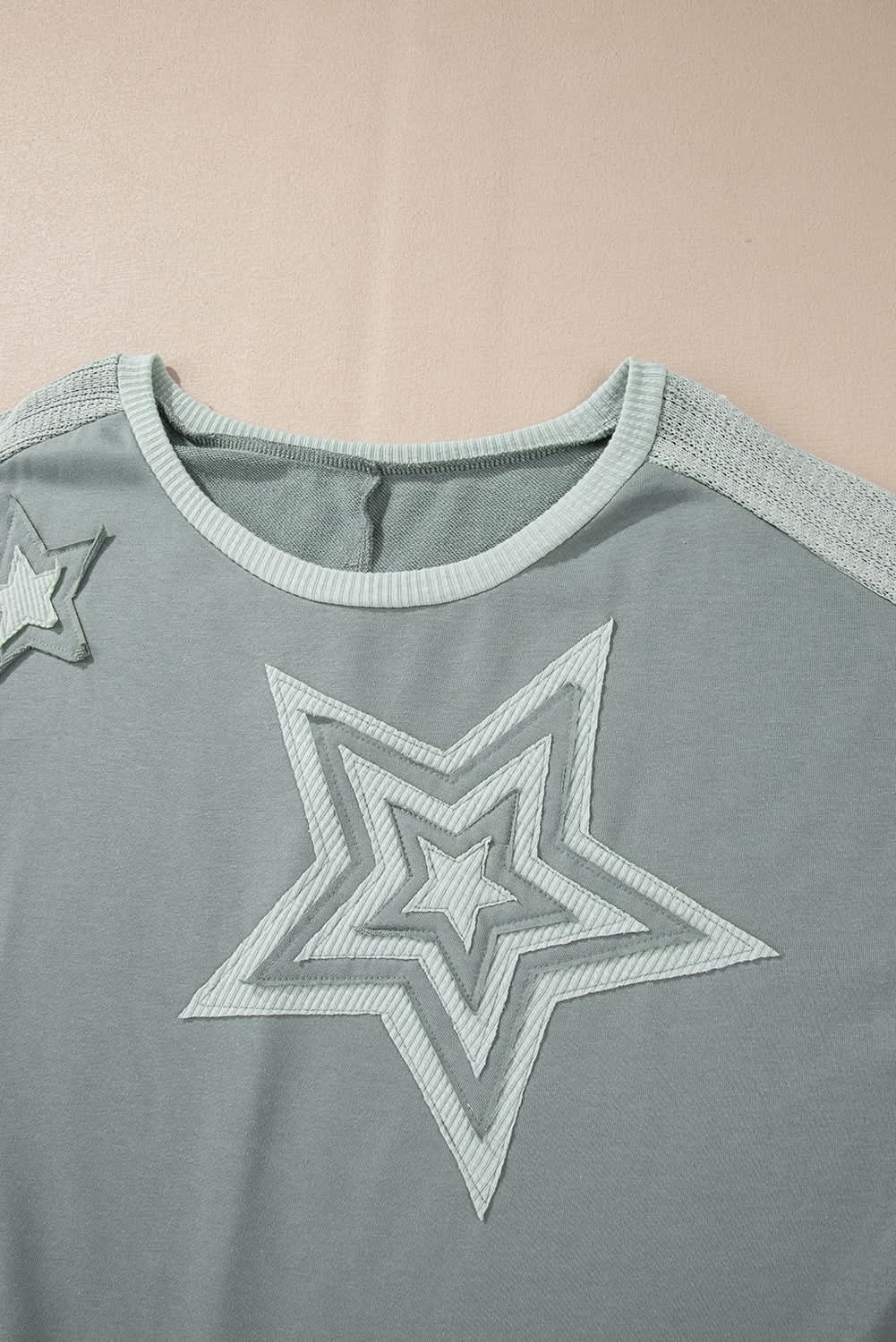 Mist green starry patchwork tee 