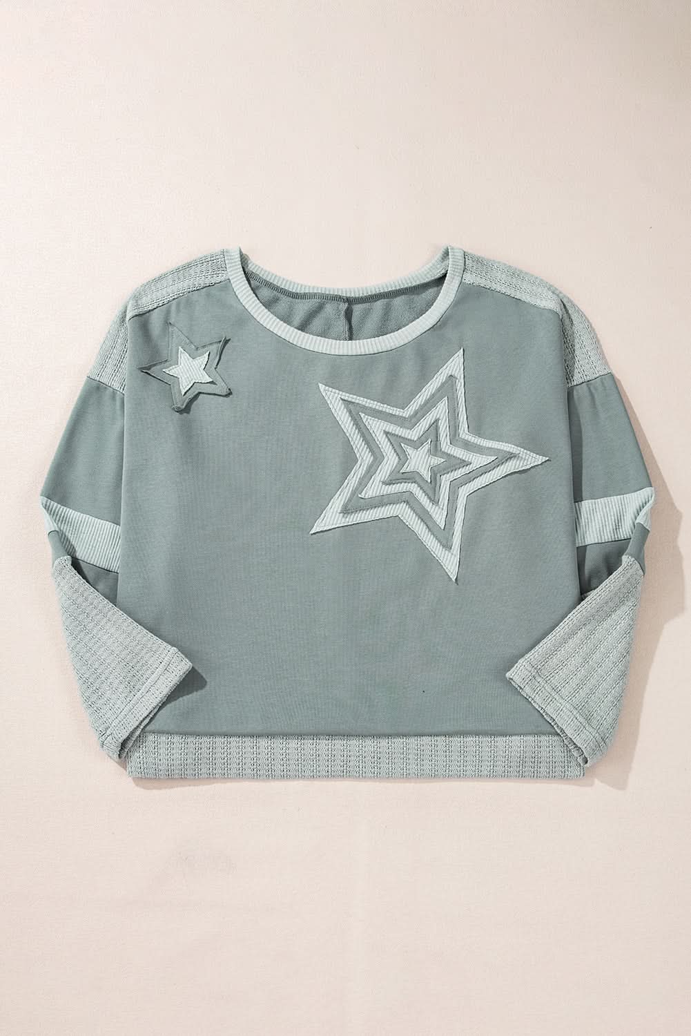 Mist green starry patchwork tee 