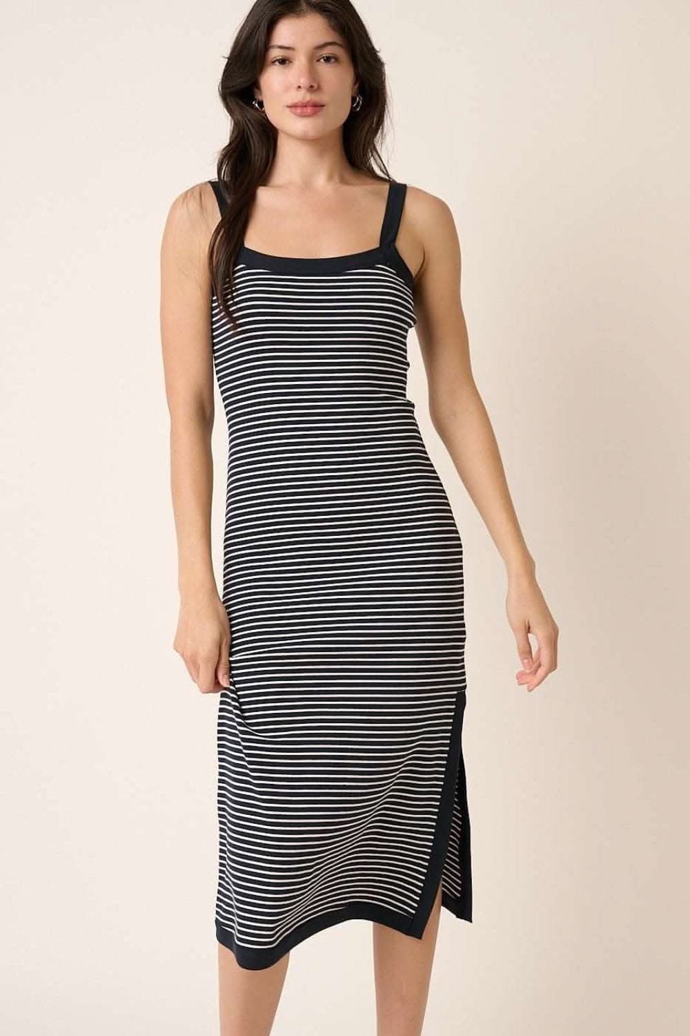 Mittoshop Contrast Striped Midi Cami Dress for Effortless Style 