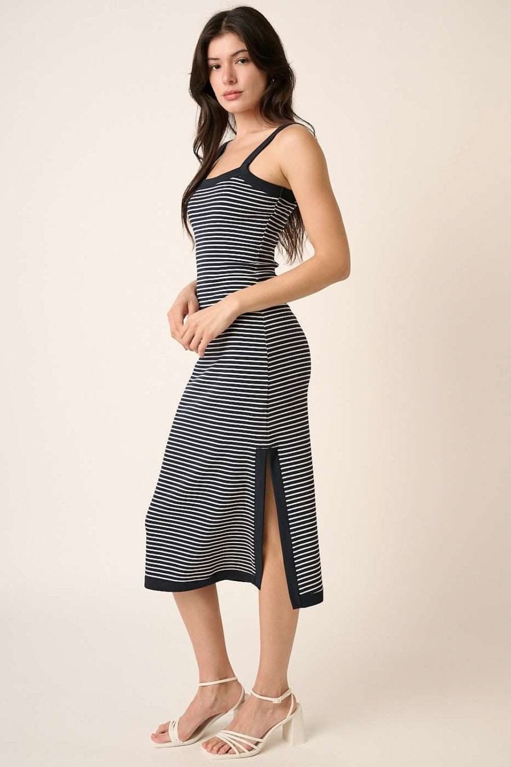 Mittoshop Contrast Striped Midi Cami Dress for Effortless Style 