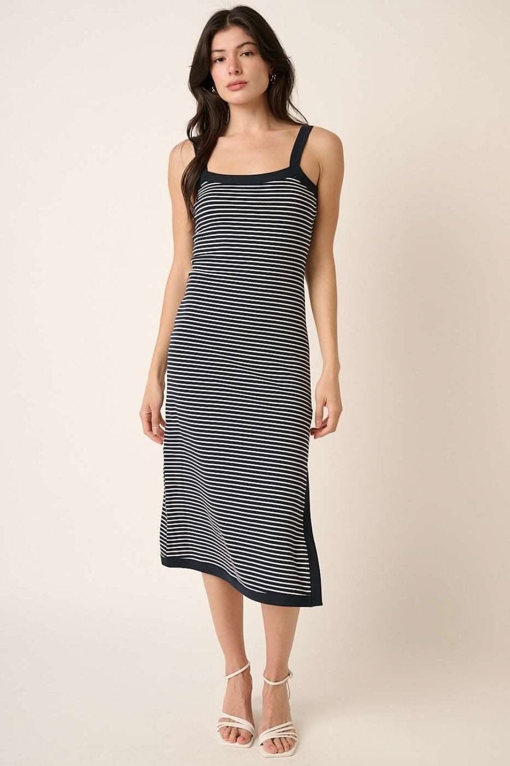 Mittoshop Contrast Striped Midi Cami Dress for Effortless Style 