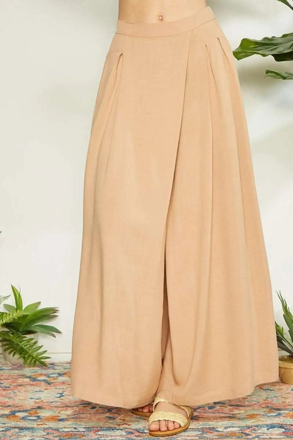 Mittoshop Wrap Pleating Detail Wide Leg Pants - Love Salve 