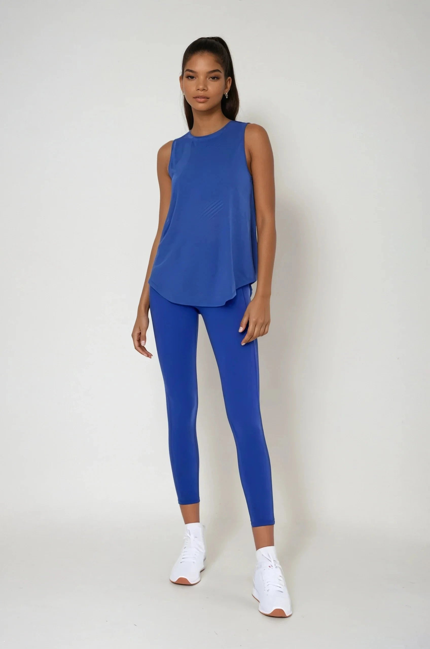 Sheer Striped Mesh Active Tank With Cutout Back Blue Fitkitty Culture Athleisure Wear, Yoga Wear & Women's Clothing