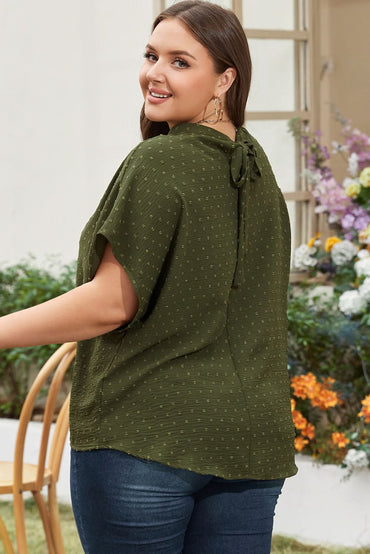 Moss green plus size swiss dot top - Love Salve 