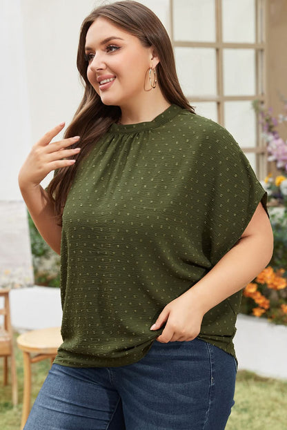Moss green plus size swiss dot top - Love Salve 