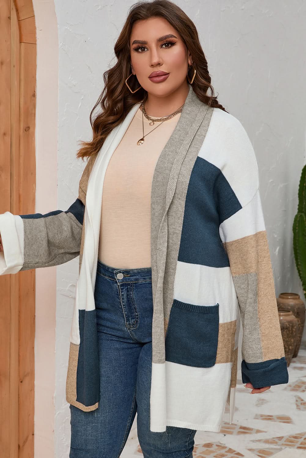 Multicolor Plus Size Cardigan - Love Salve 