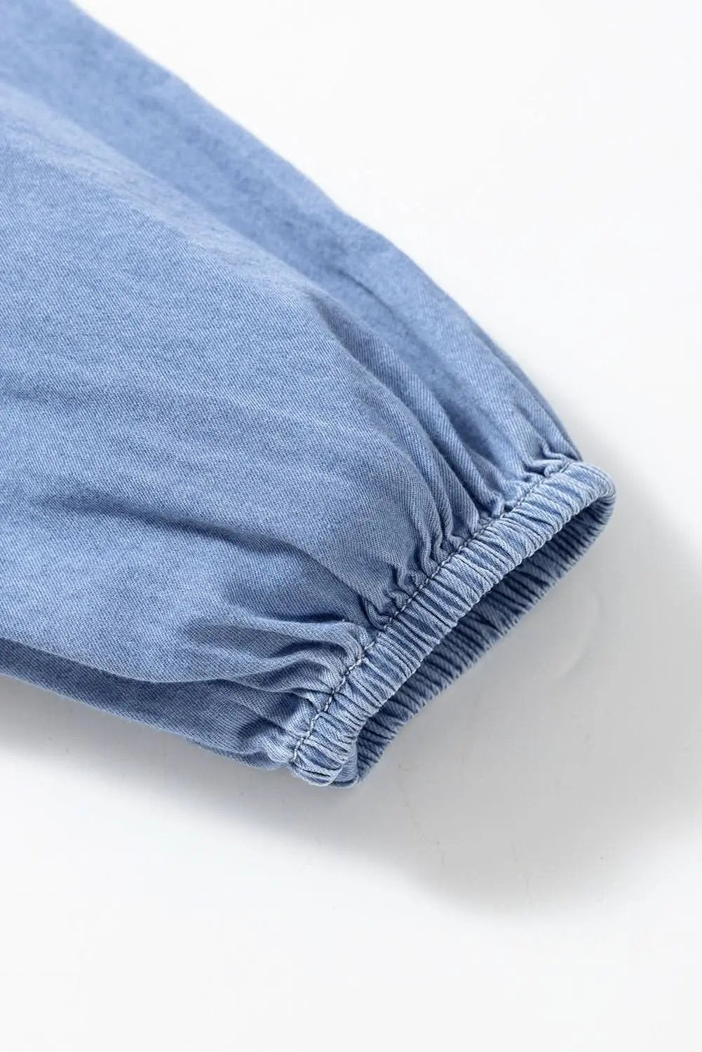 Myosotis Chambray Deep V Neck Bracelet Sleeve Maxi Dress - Love Salve 