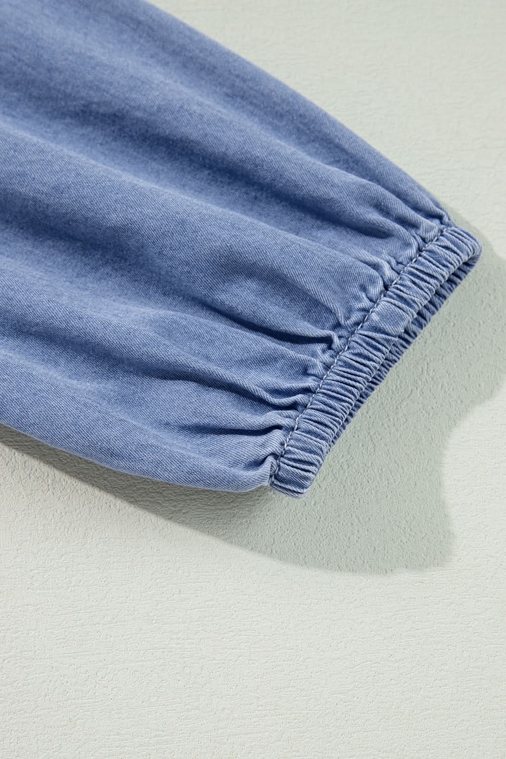 Myosotis Chambray Deep V Neck Bracelet Sleeve Maxi Dress - Love Salve 