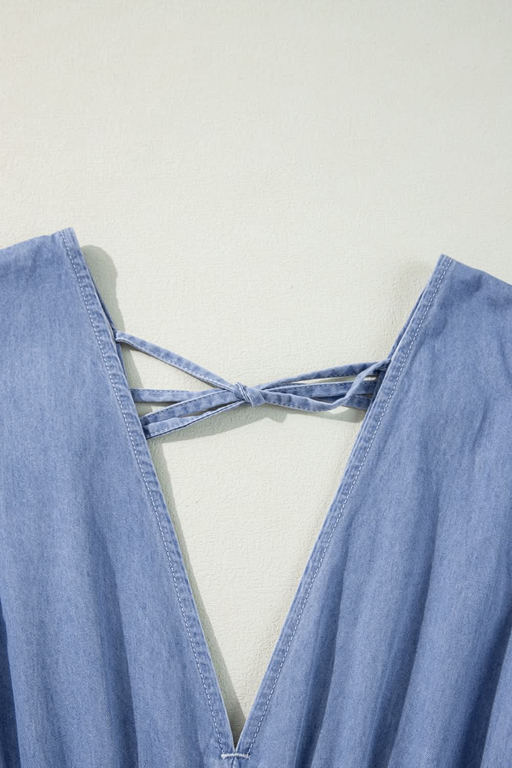Myosotis Chambray Deep V Neck Bracelet Sleeve Maxi Dress - Love Salve 