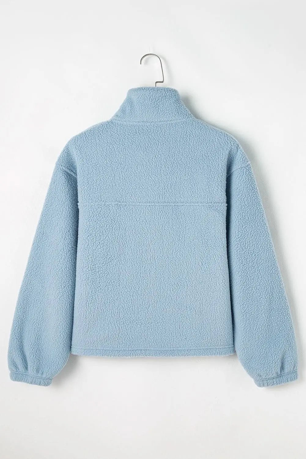 Myosotis Collared Zipper Drop Shoulder Fleece Sweatshirt - Love Salve 