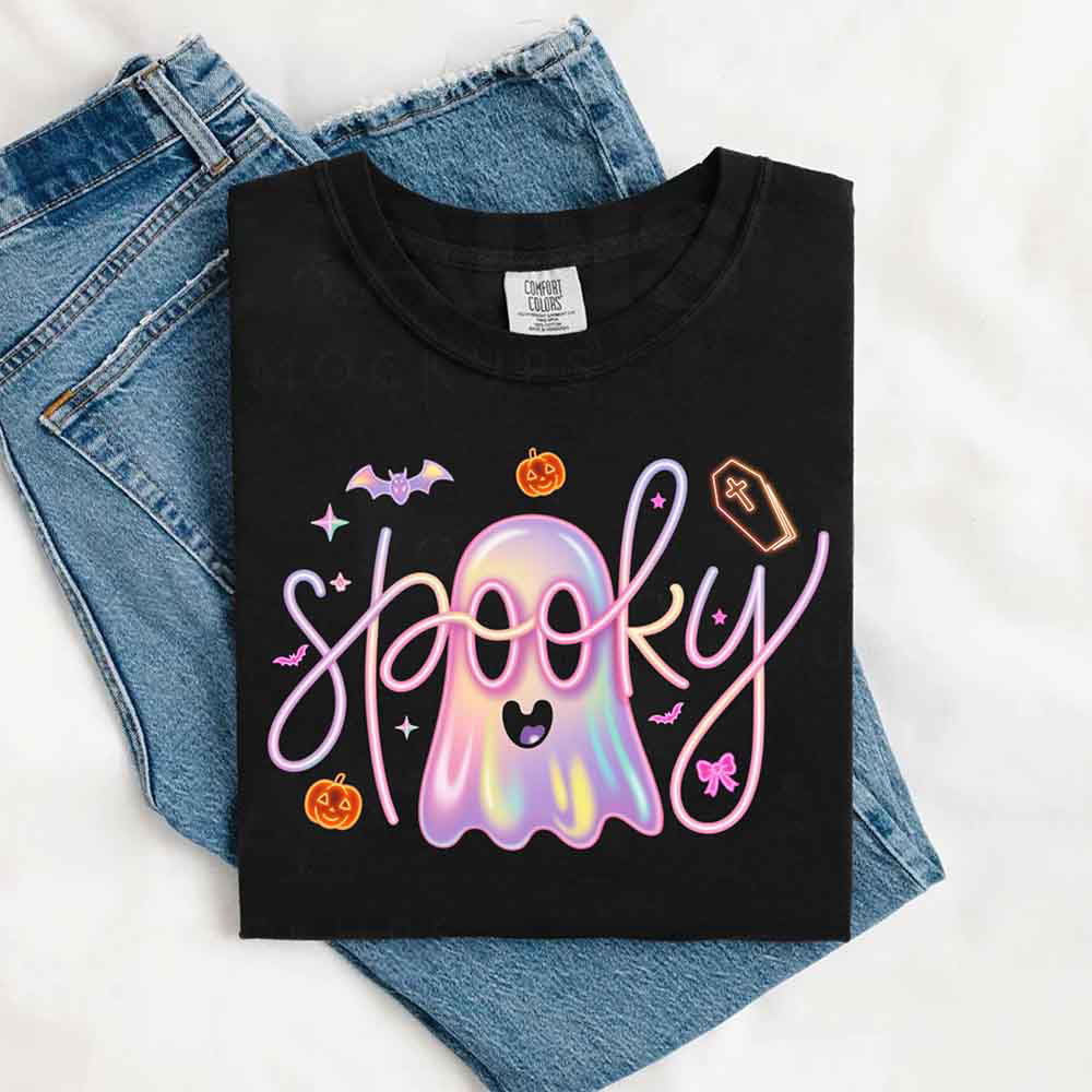Neon Spooky Ghost Comfort Colors T-Shirt Adorb Custom Tees