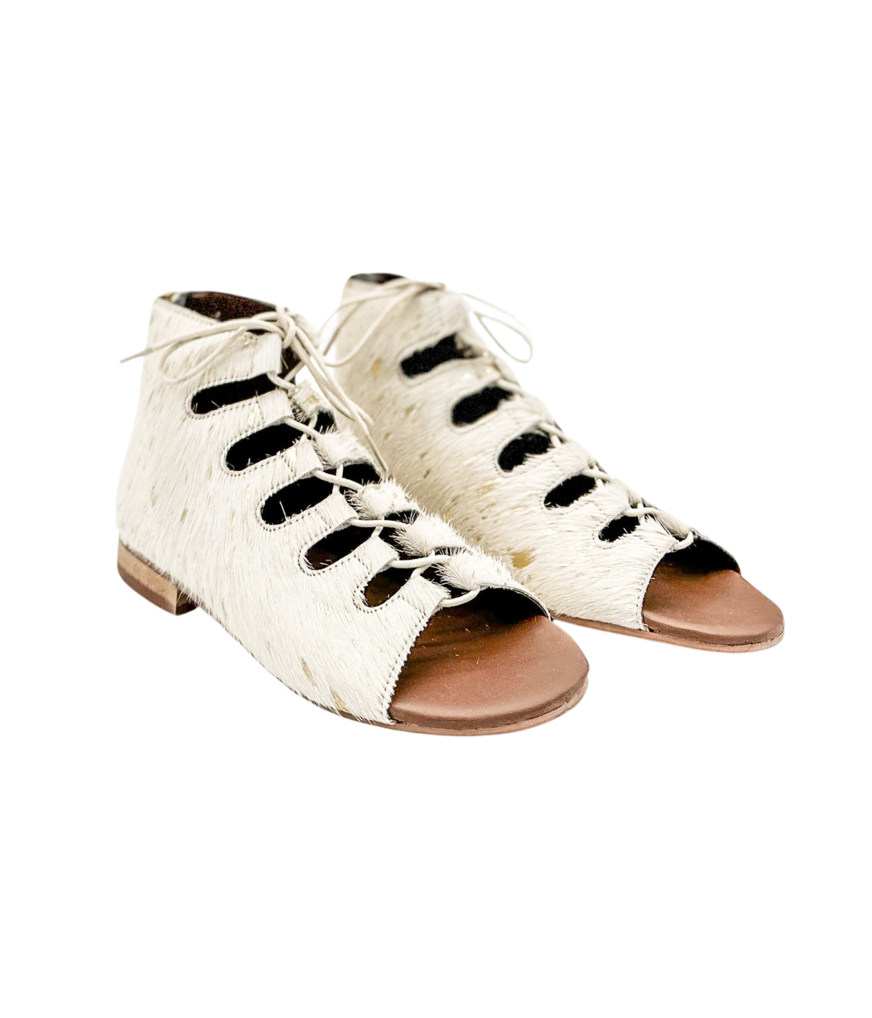 Nola Gold Sandals Gladiator Style Lace Up Back Zip Naughty Monkey