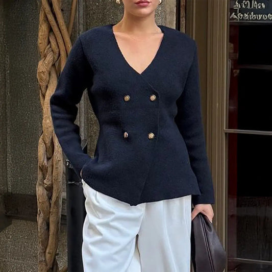 Minimalist Wool Long Sleeve Vest Sweater Women Clothing Autumn Winter Bella Mia