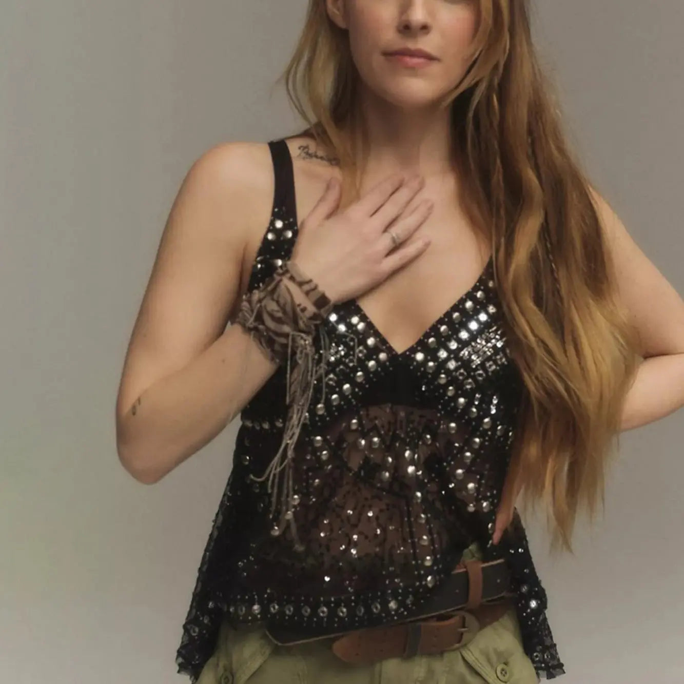 Sexy See Through Backless Rhinestone Camisole Vest for Summer Beach Bella Mia