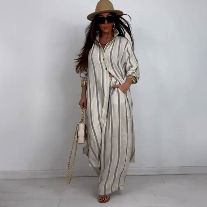 Summer Elegant Sexy V neck Top Printed Wide Leg Pants Two Piece Set Bella Mia