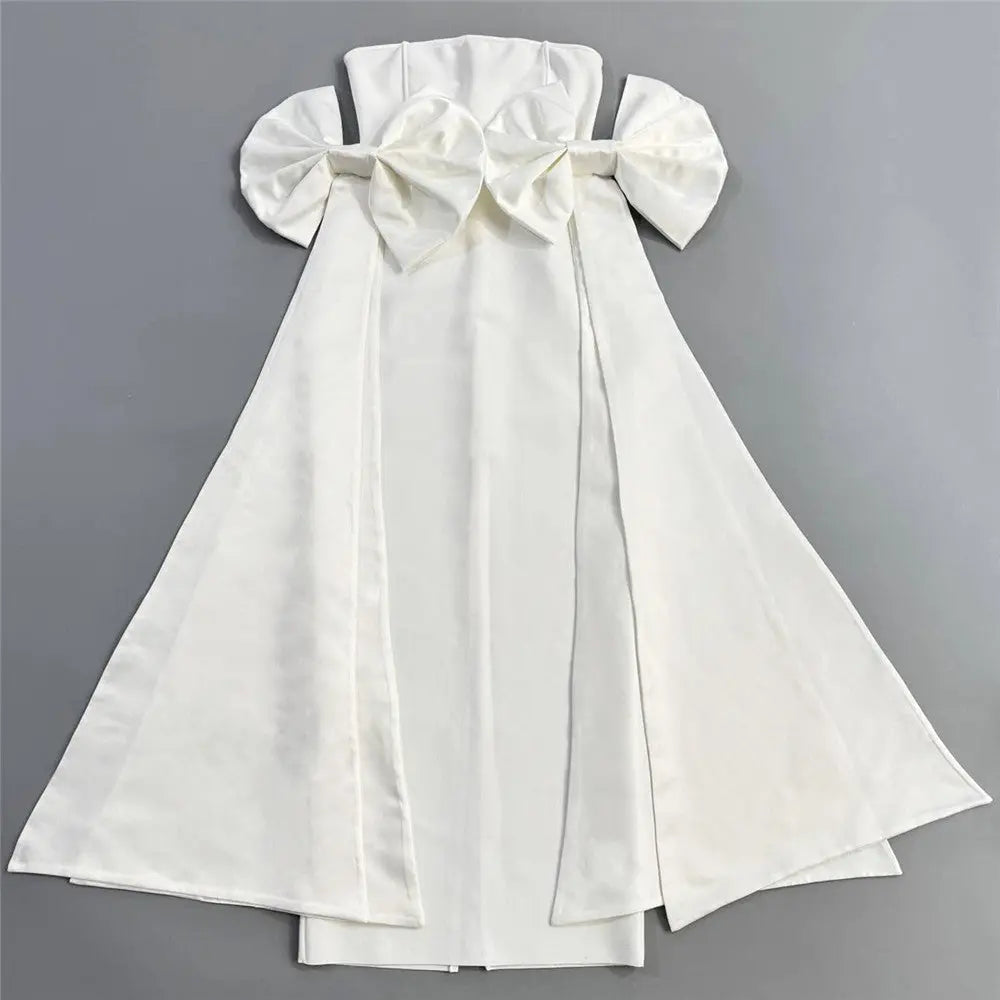 Niche Design Side Bow Tube Top Bandage One Piece Dress Ladies Party Cocktail Dress Bella Mia