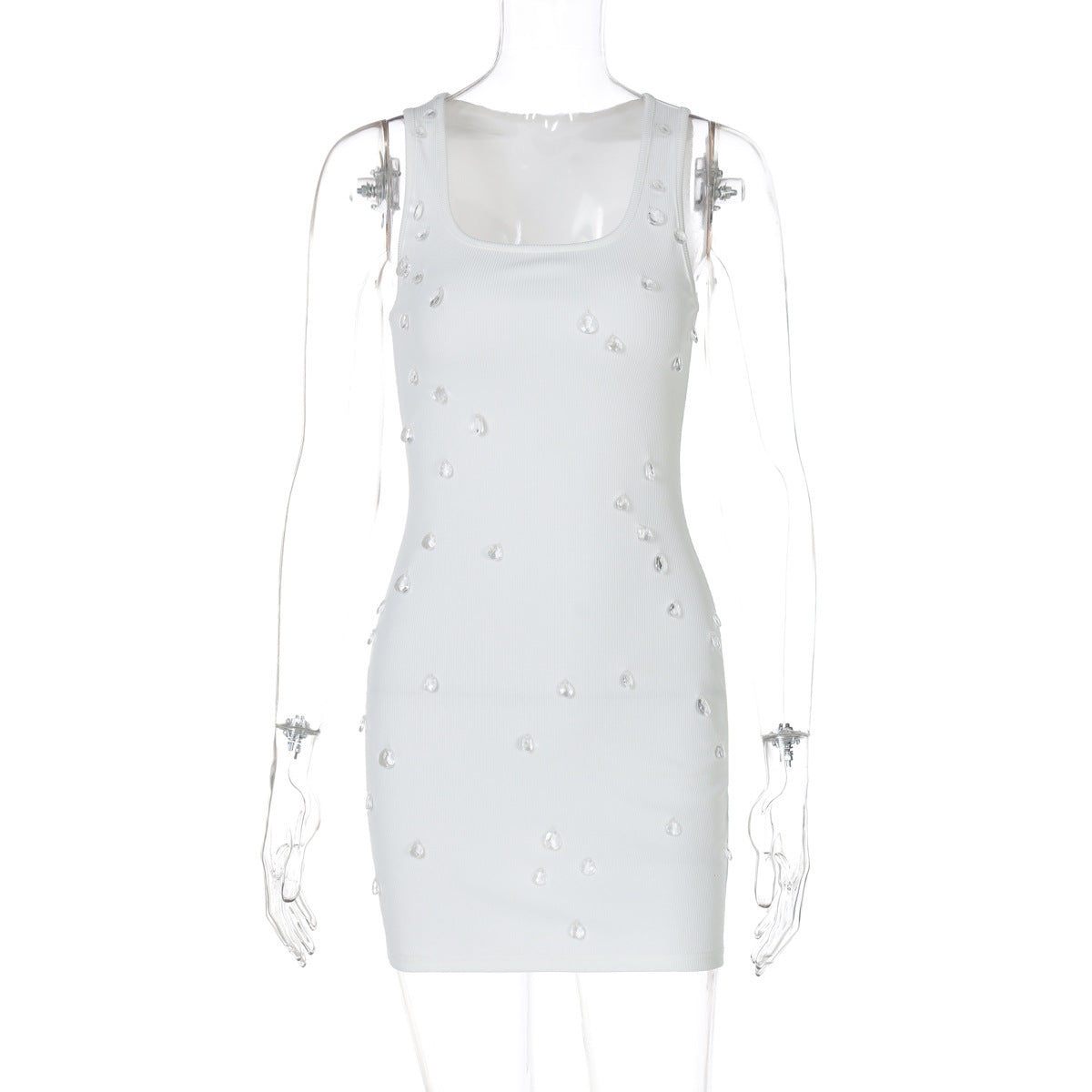 Women Clothing Summer Personality Slim Fit Slimming Beaded Sleeveless Sheath Dress Bella Mia