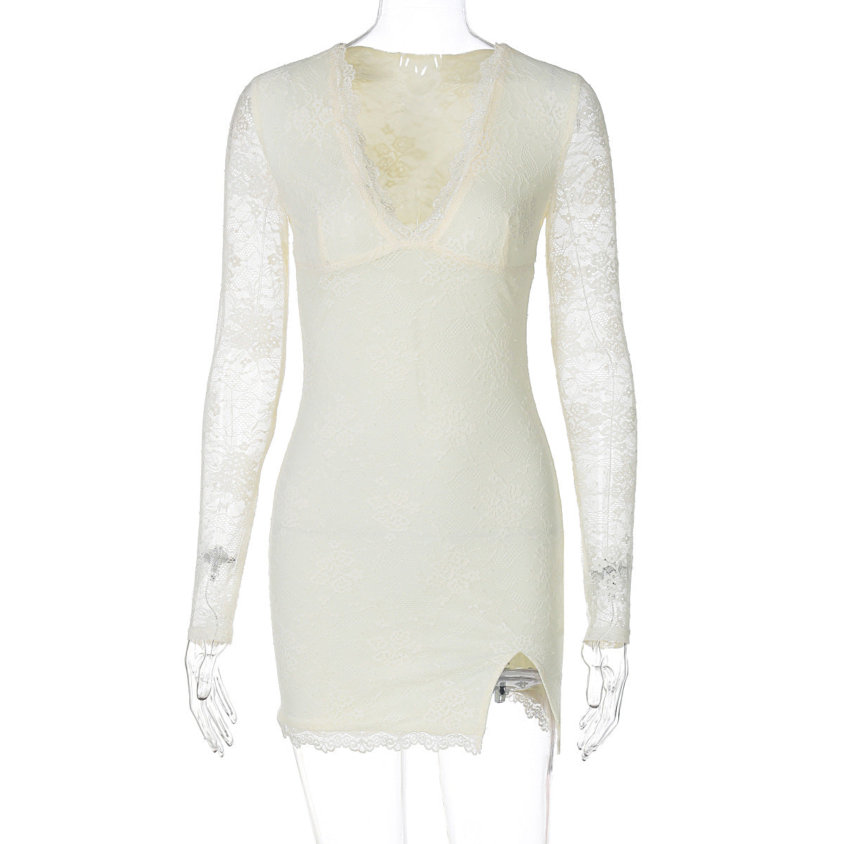 Women Clothing Autumn Winter Sexy Mesh Stitching Long Sleeve Narrow Dress Bella Mia