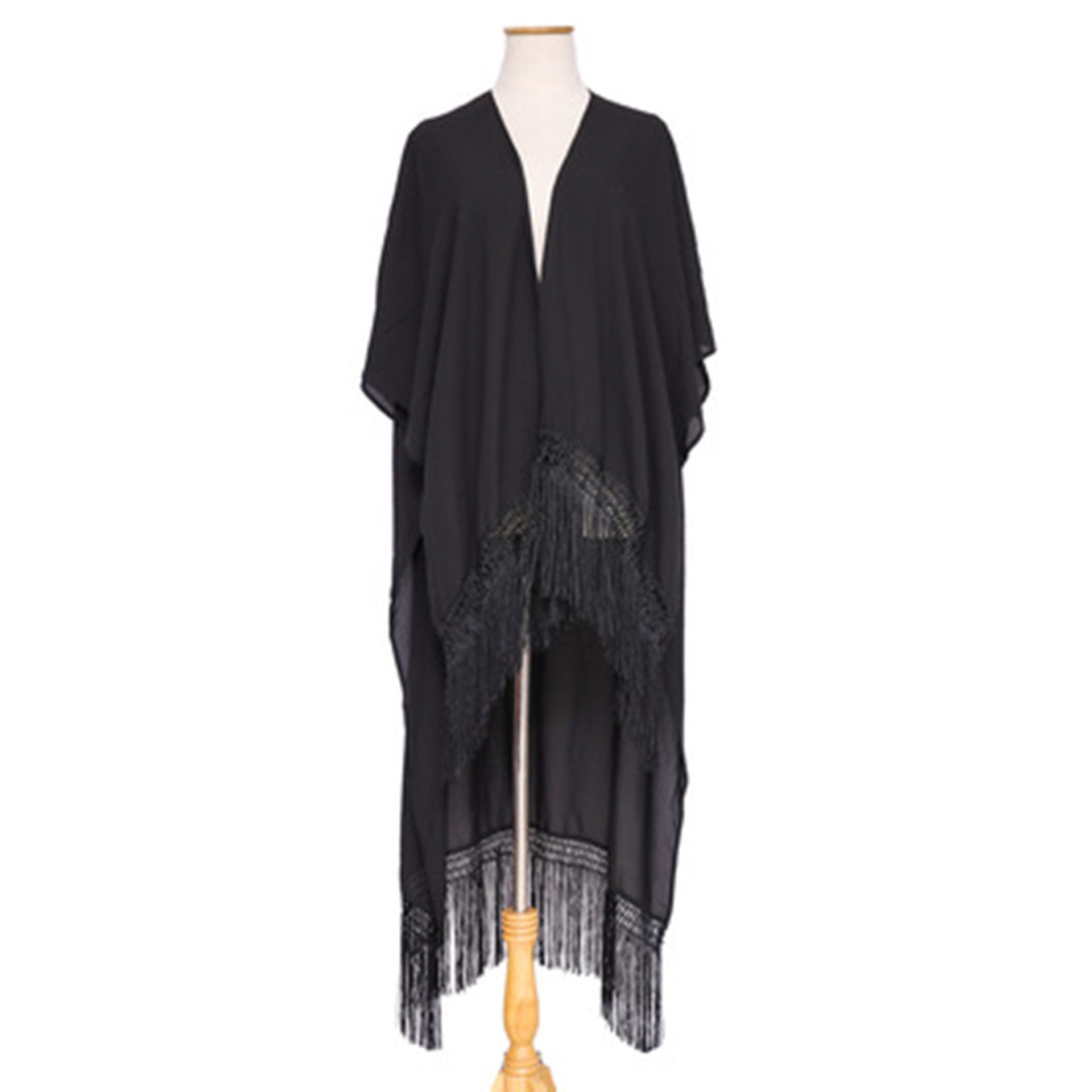 Spring Summer Street Solid Color Tassel Sun Proof Mid Length Casual Sun Protection Clothing Bella Mia