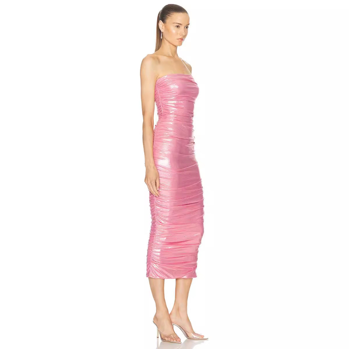 Fluorescent Dress Sexy Party Tube Top Pleated Dress Women Clothing Bella Mia