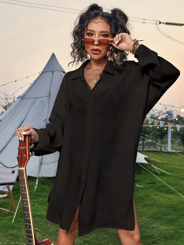 Cotton Long Sleeved Shirt Beach Cover up Vacation Sun Protection Shirt Bikini Swimsuit Outwear Cardigan Bella Mia