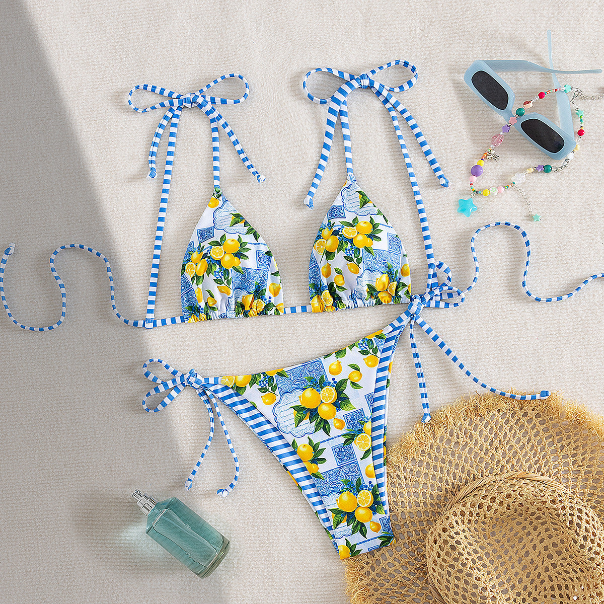 Swimwear Split Printed Swimsuit Ladies Belt Chest Pad Sexy Bikini Fruit Bikini Swimming Bella Mia