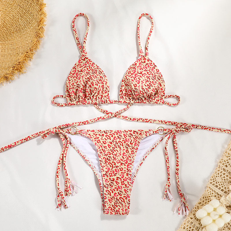 Sexy Split Swimsuit Women Solid Color Nylon Banded Bikini Bella Mia