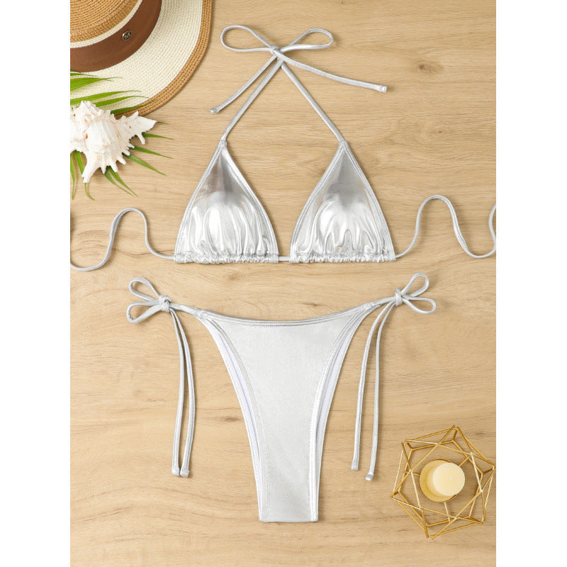 Bikini Sexy Slim Fit Shiny Surface Sexy Nightclub Bikini Swimming Swimwear Women Split Bella Mia